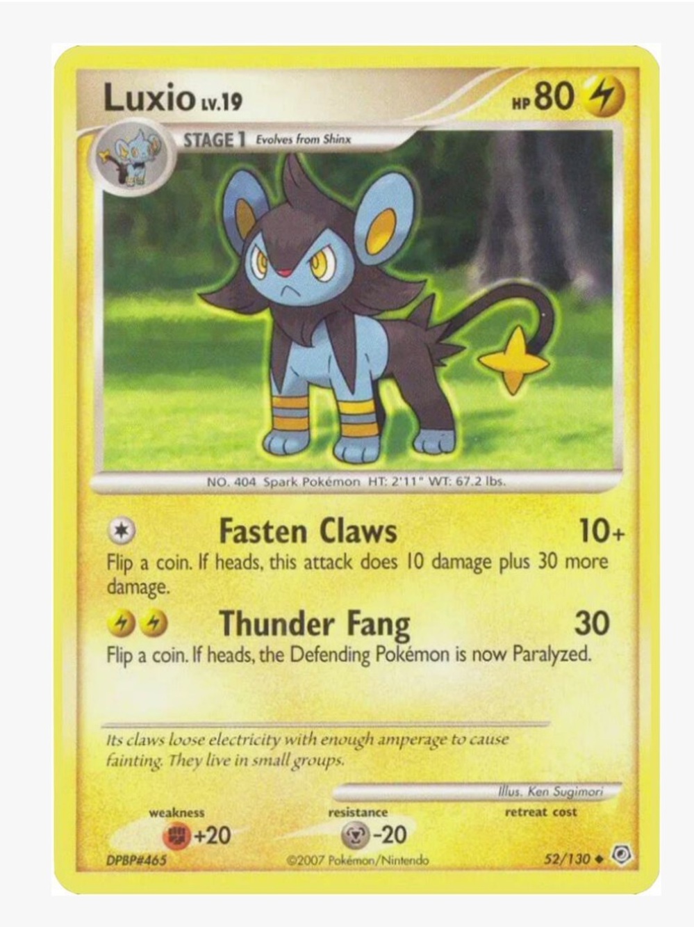 Luxio Diamond and Pearl Pokemon Trading Card